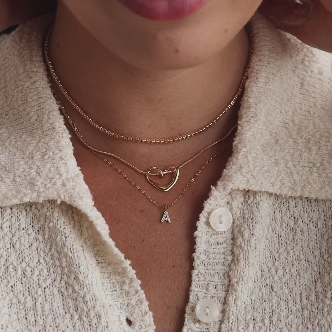 Dainty Pave Letter Necklace