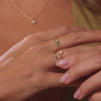 Dainty Round Moonstone Ring in 18K Gold