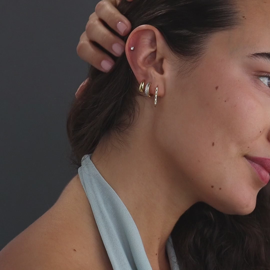 Boucles d'oreilles délicates à maillons pavés en argent sterling
