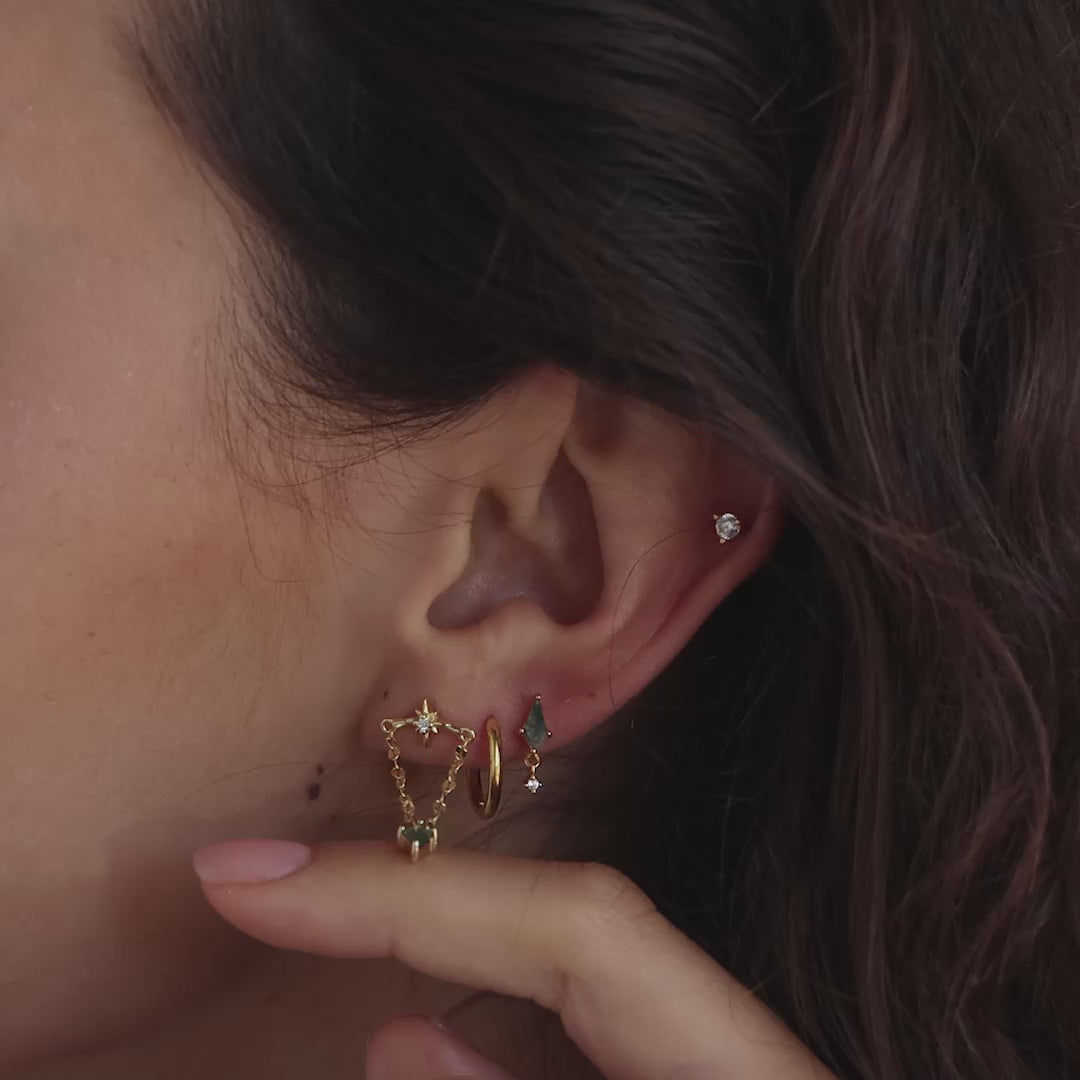 Agate Star Chain Earrings in 18K Gold