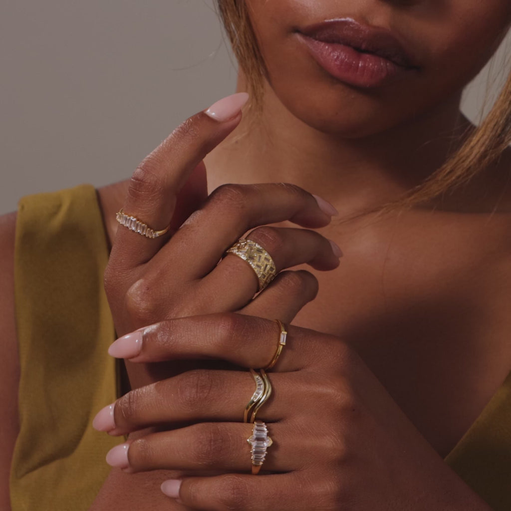 Crescent Wave Diamond Band