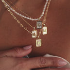 Pearl Initial Tag Necklace