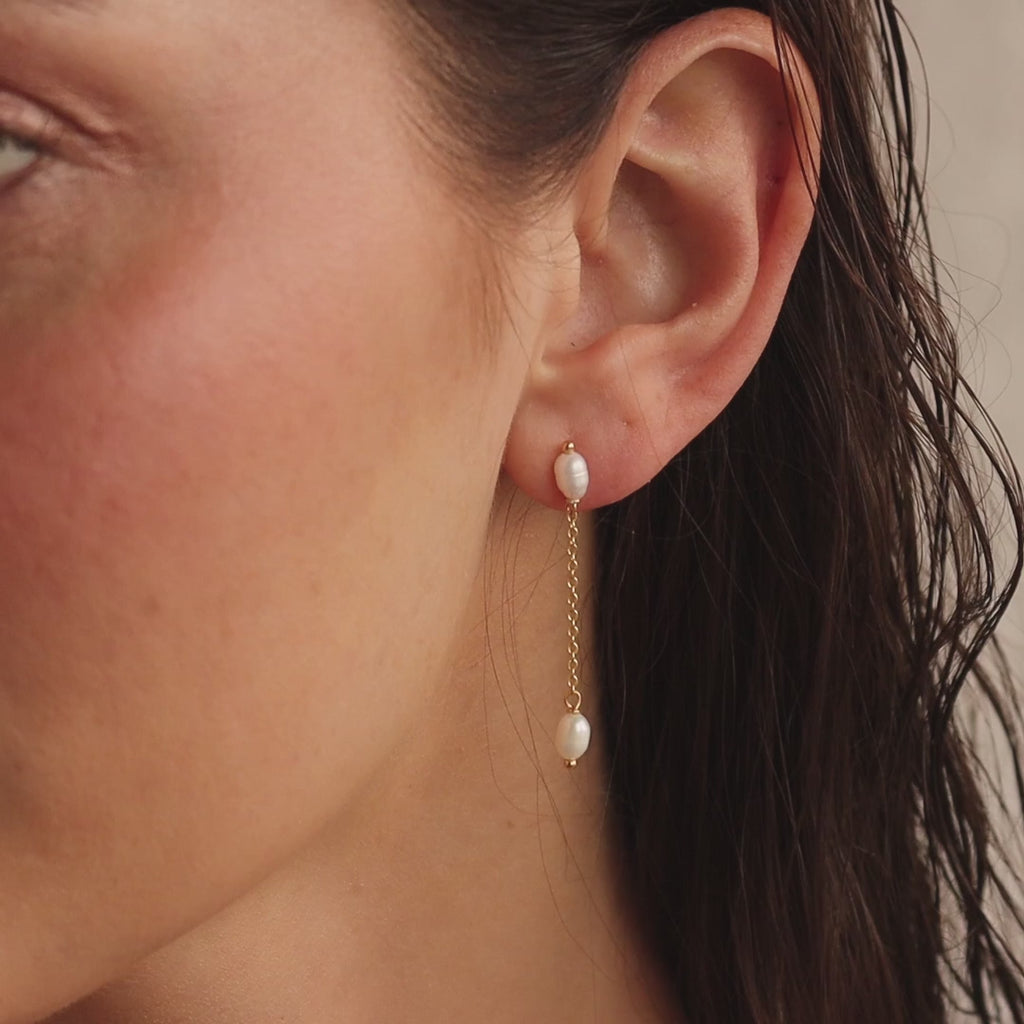 Boucles d'oreilles chaîne pendantes en perles