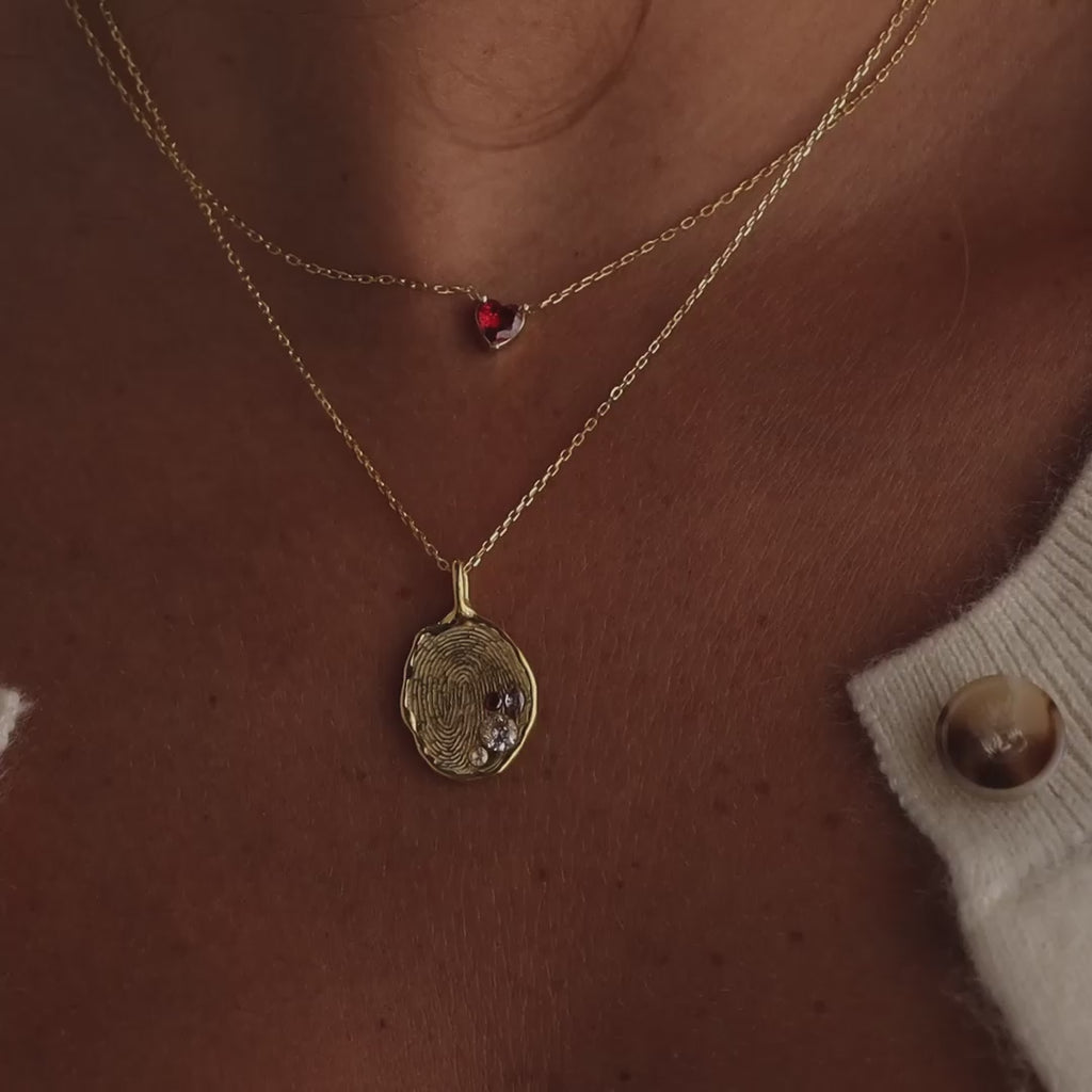 Organic Fingerprint Multi Birthstone Necklace