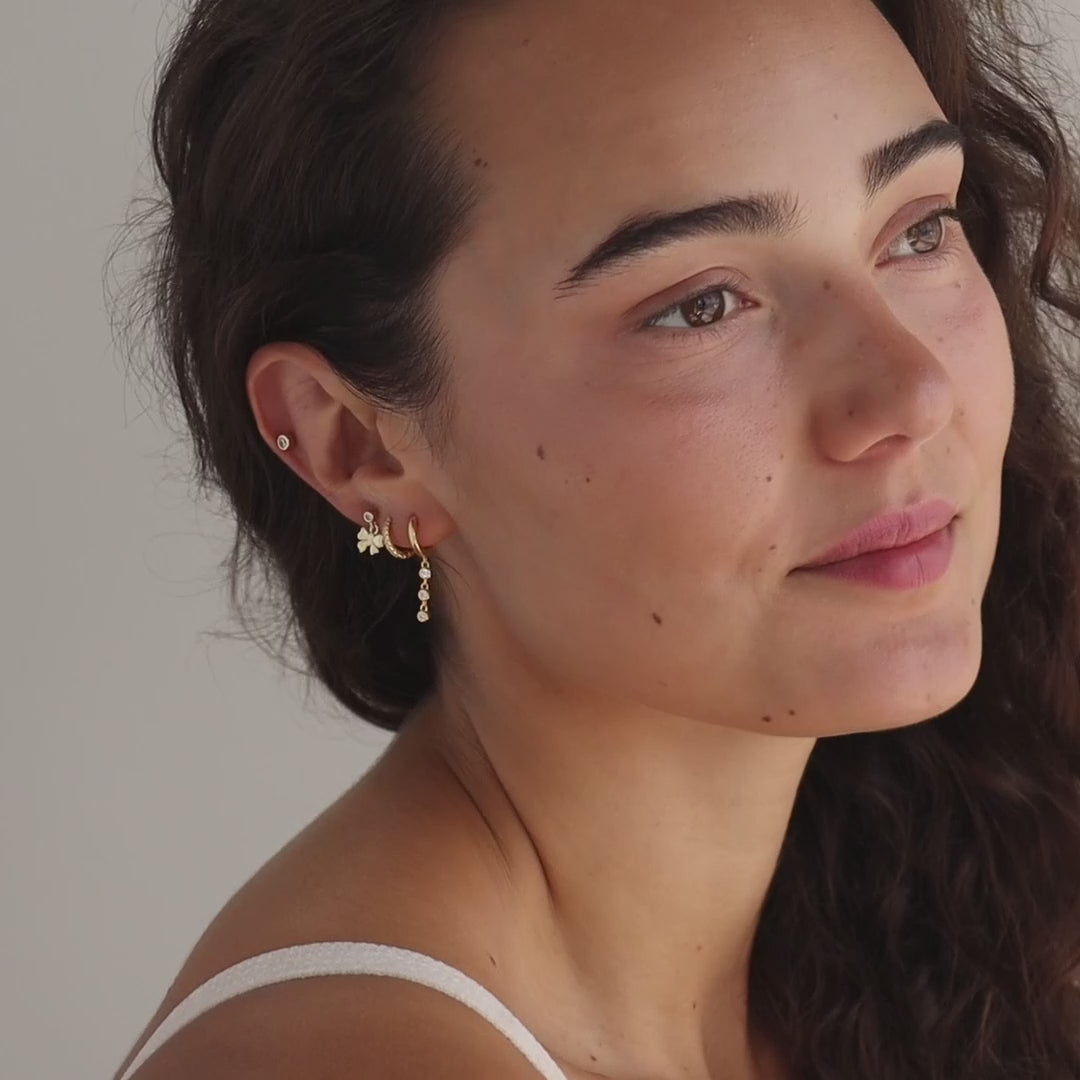 Bow Drop Studs in Silver