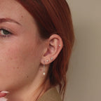Pink Baguette Opal Studs in 18K Gold