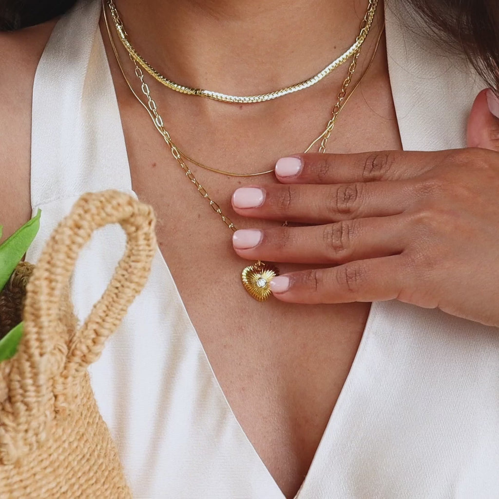 Diamond Ribbed Heart Necklace