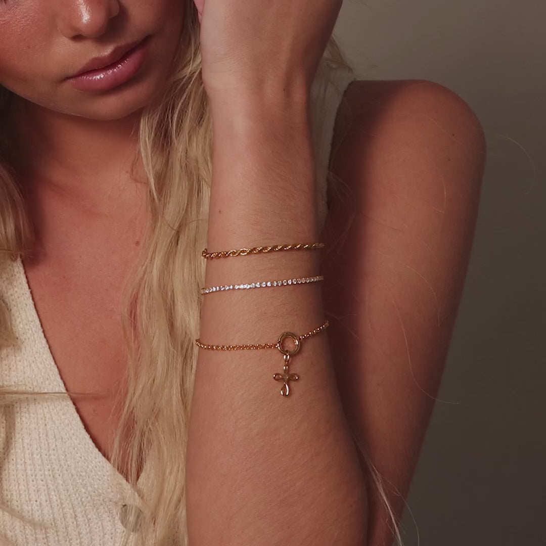Infinity Cross Charm in 18K Gold
