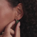 Jade Flower Hoops in Silver