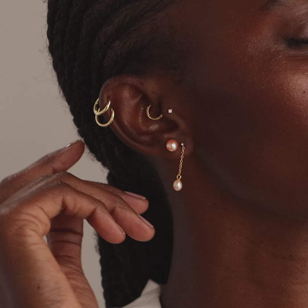 Pink Pearl Studs in 18K Gold