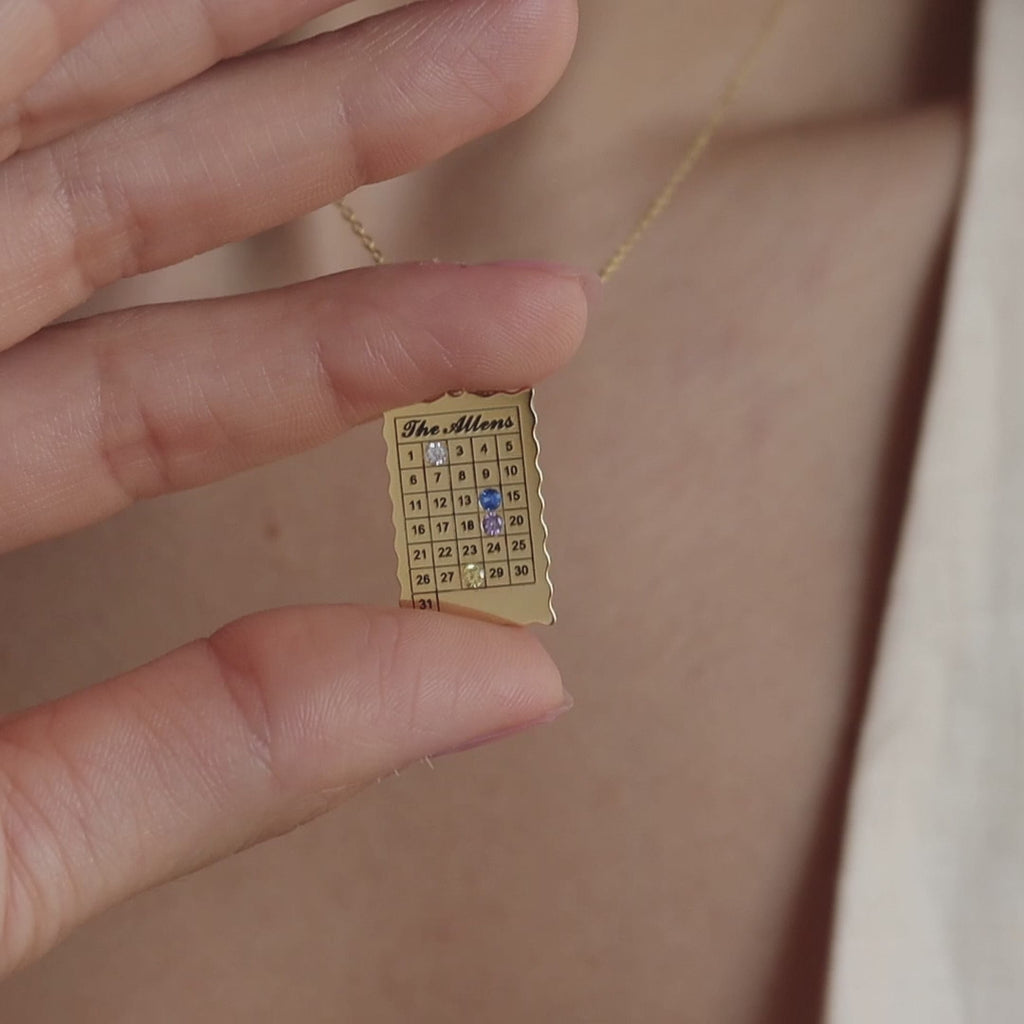 Calendar Birthstone Necklace