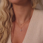 Art Deco Cross Necklace in Silver