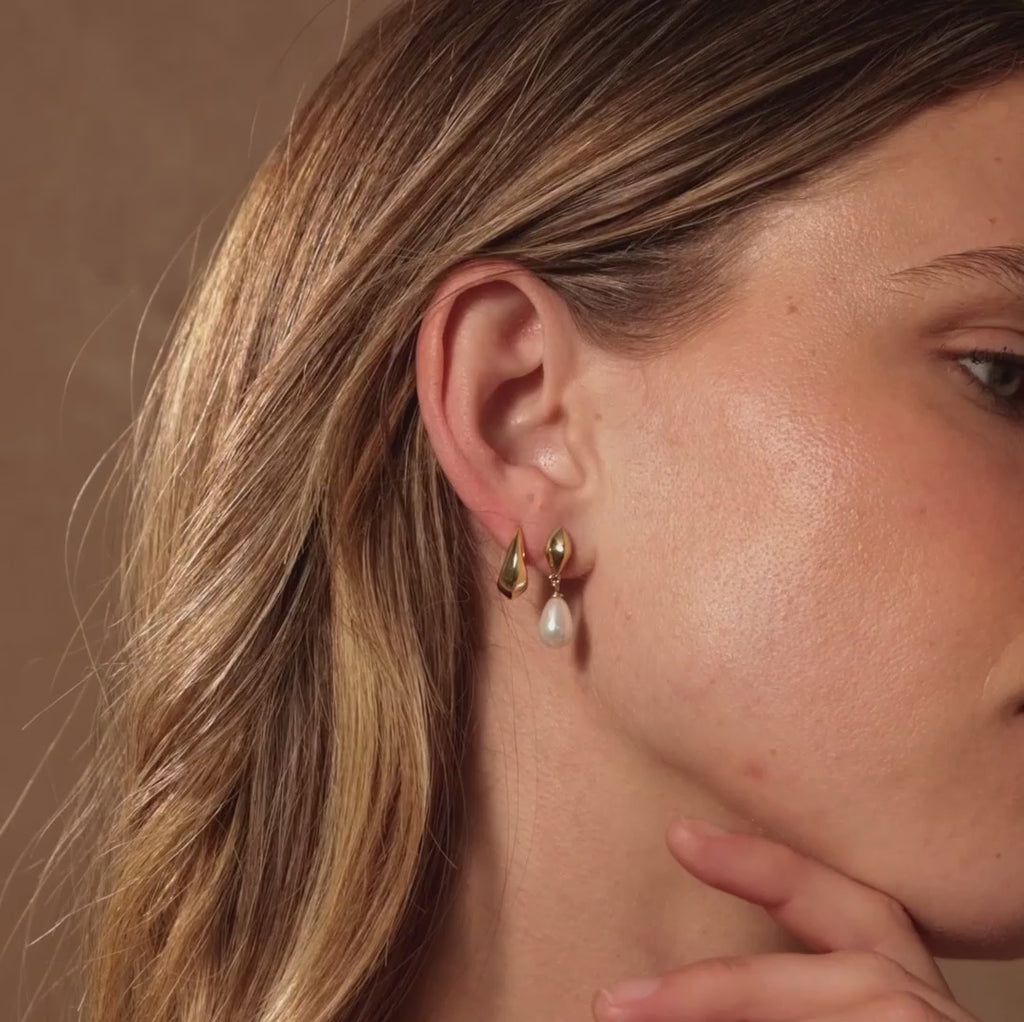 Tiny Pearl Drop Studs in Silver
