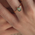 Agate Teardrop Ring in Silver