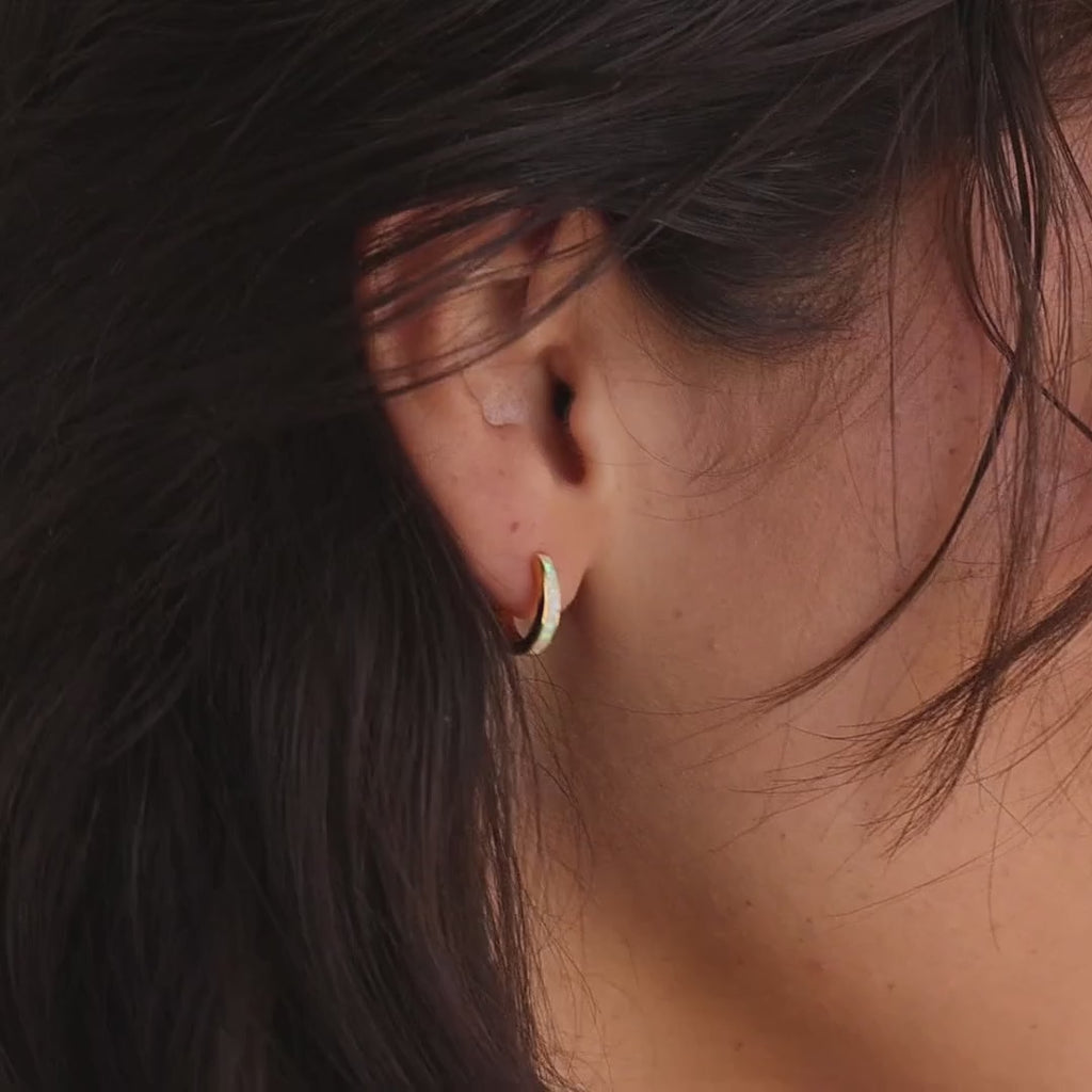 White Opal Inlay Hoops