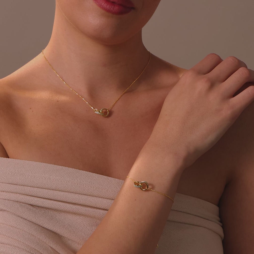 Interlocking Opal Inlay Necklace and Bracelet Set