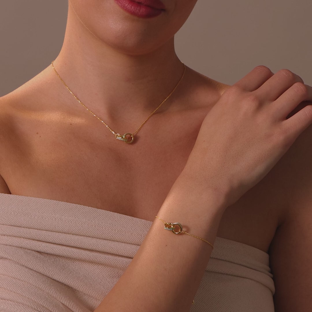 Interlocking Opal Inlay Necklace and Bracelet Set