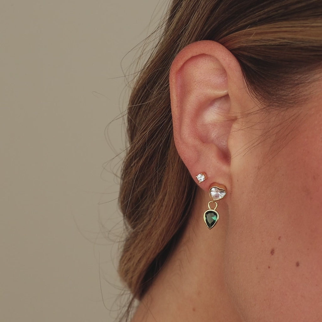Emerald Heart Drop Studs
