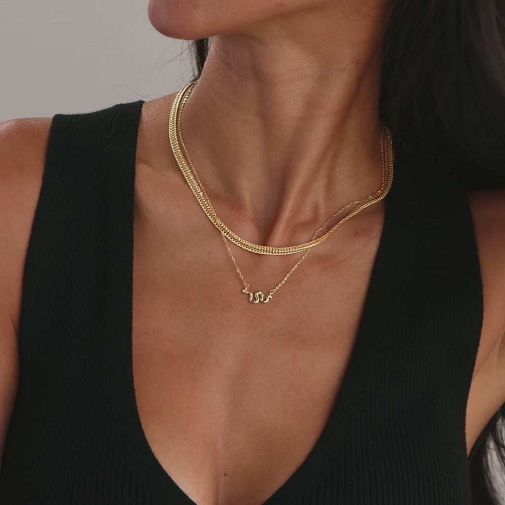 Thin Mesh Chain Necklace in Silver
