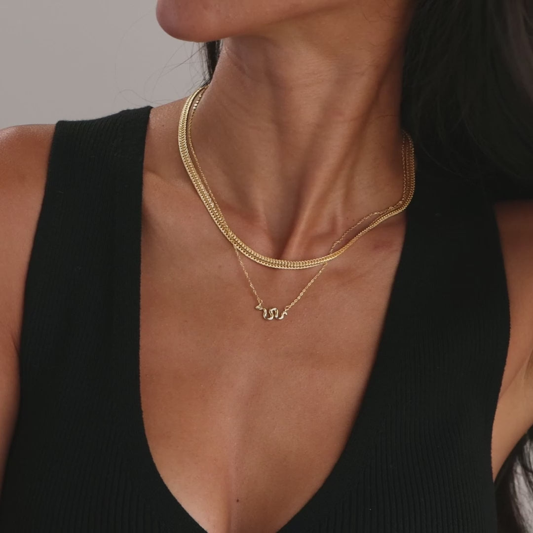 Thin Mesh Chain Necklace in Silver