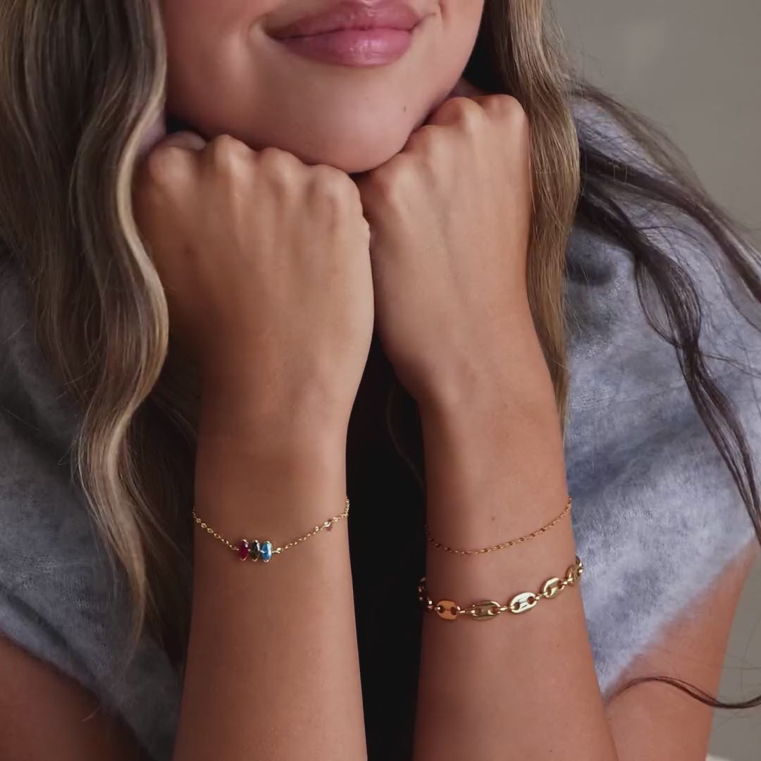 Multiple Marquise Birthstone Bracelet in 18K Gold