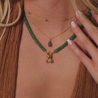 Evergreen Beaded Charm Necklace in Silver