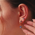 Sapphire Flower Earrings Set in Silver