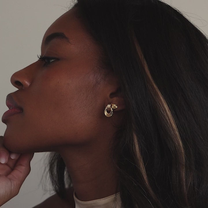 Micro Triple Knot Earrings in 18K Gold