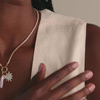 Pave Pearl Heart Charm in 18K Gold