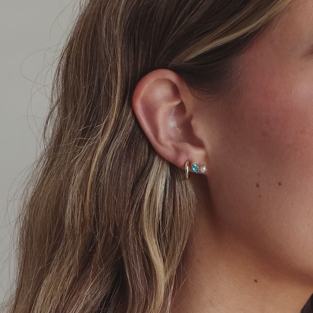 Marquise Birthstone & Pearl Studs