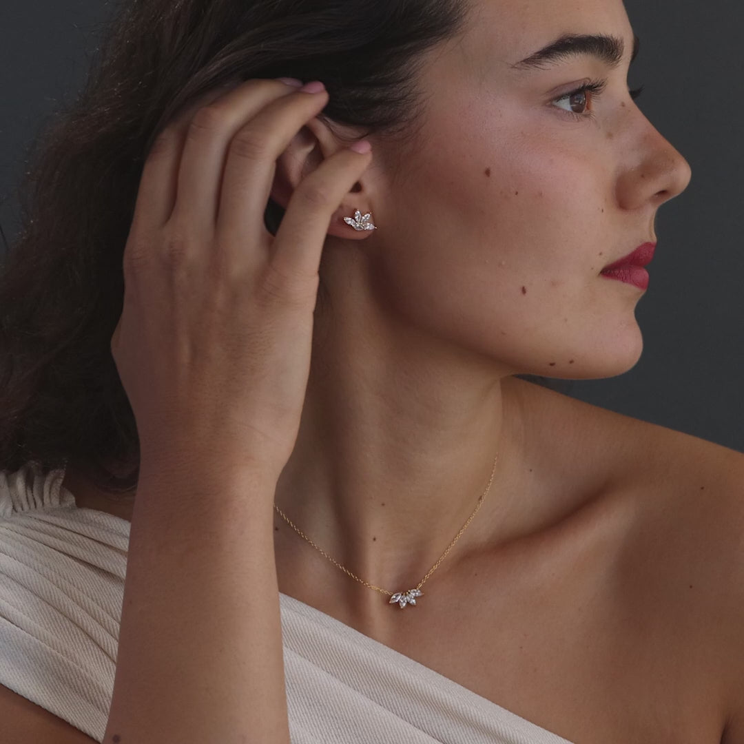 Marquise Diamond Necklace & Earrings Set