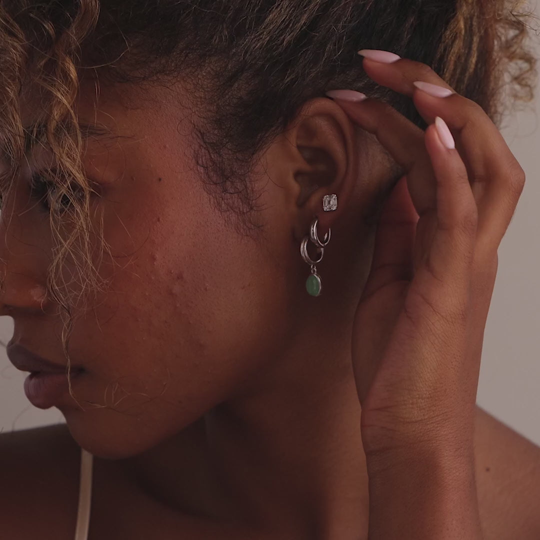 Jade Gemstone Drop Hoops