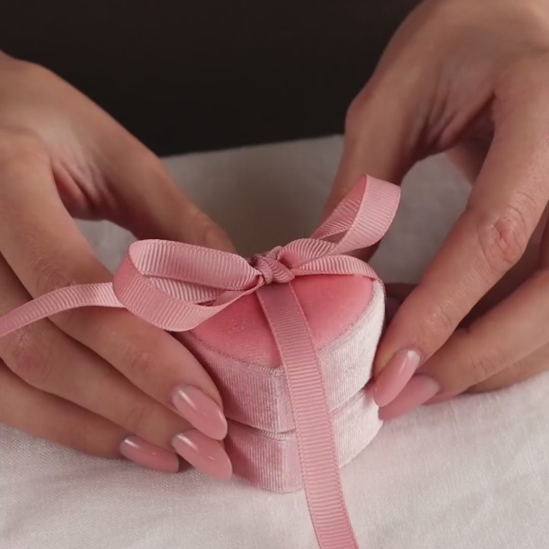 Pink Velvet Heart Ring Box
