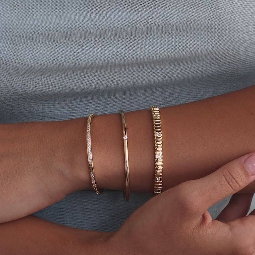 Skinny Diamond Bangle in Silver