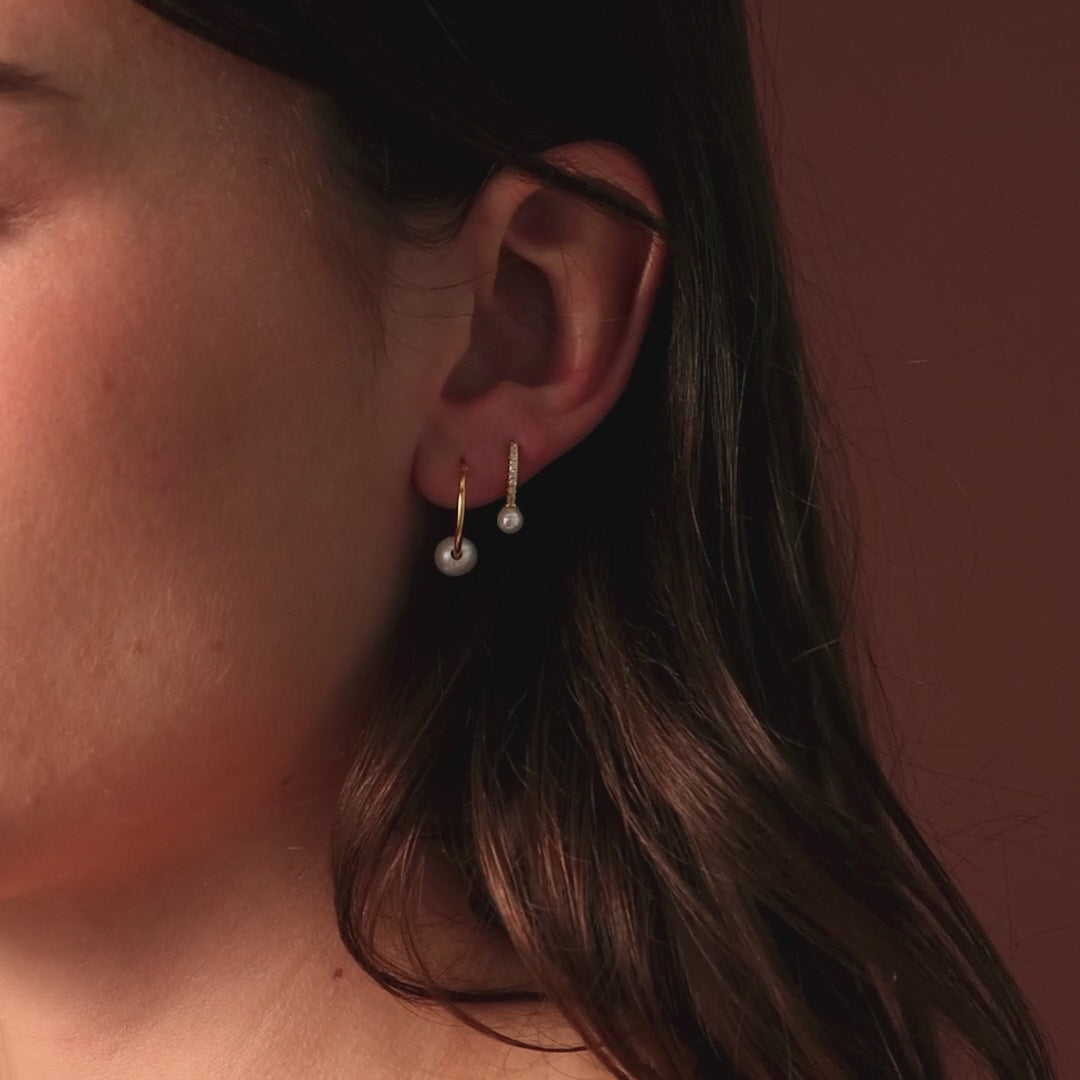 Round Pearl Hoops