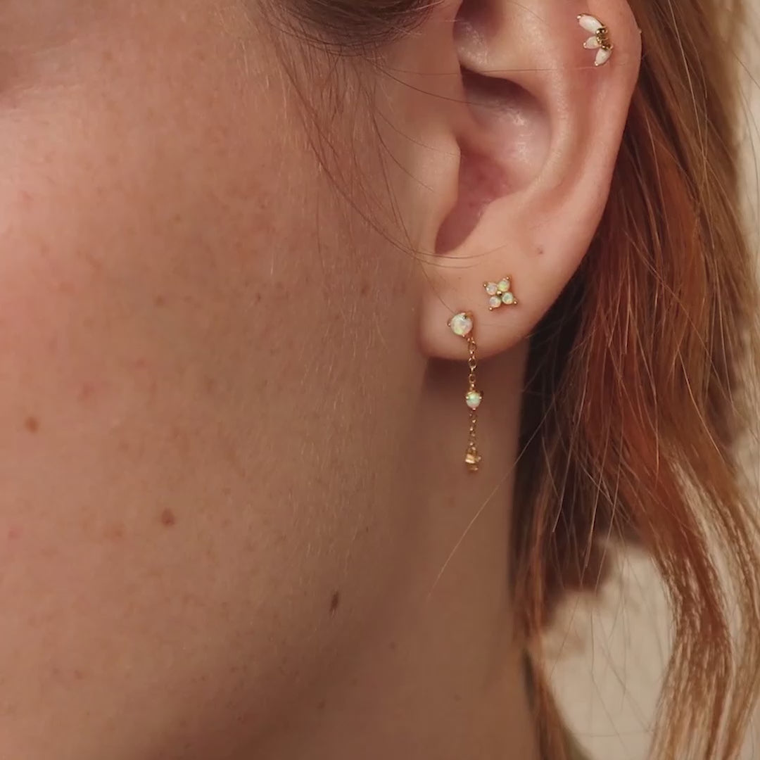Boucles d'oreilles pendantes chaîne opale