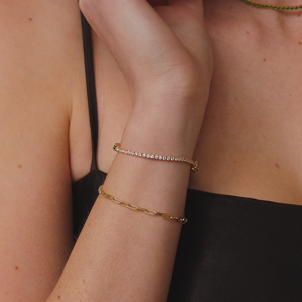 Bracelet tennis diamant émeraude