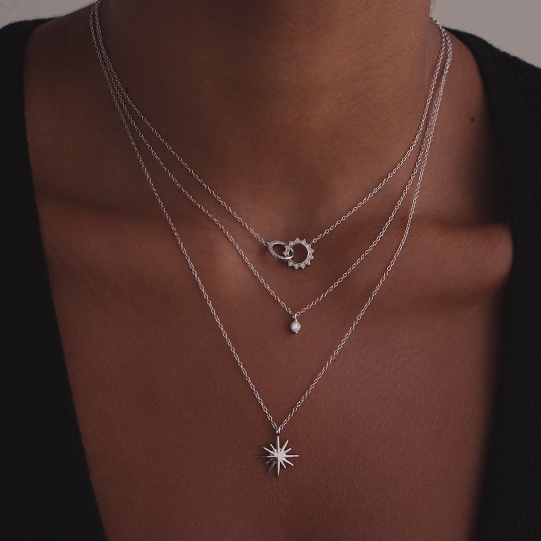 Sun & Moon Eternity Necklace in Silver
