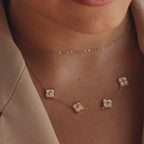 Gemstone Clover Letter Necklace