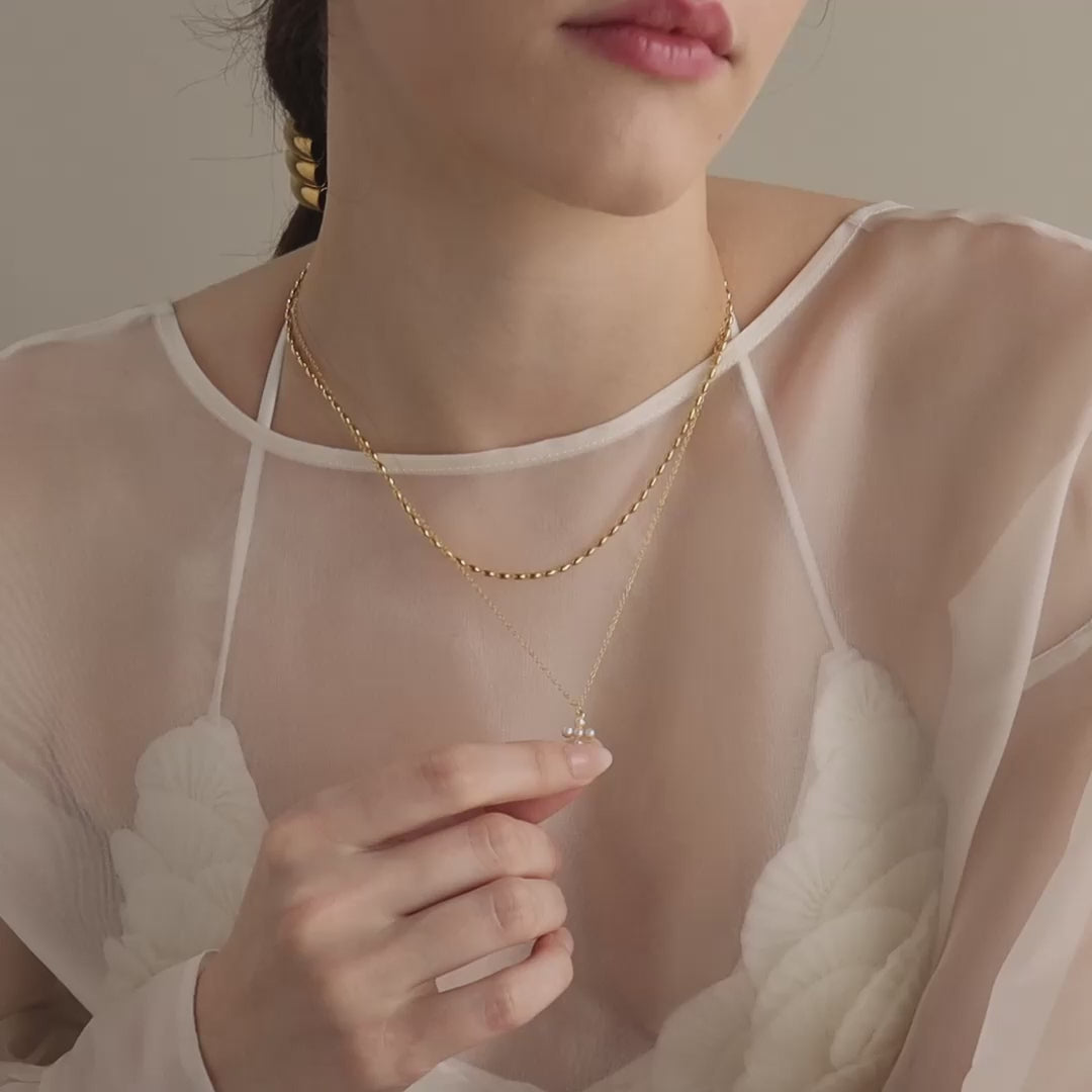 Pearl Cross Necklace in Silver