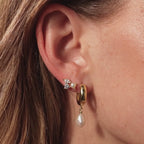 Pearl Diamond Bloom Studs in Silver