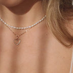 Classic Pearl Heart Charm in 18K Gold