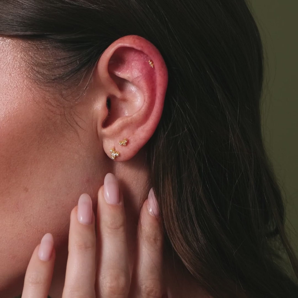 Trio Diamond Cluster Flatback Studs Set