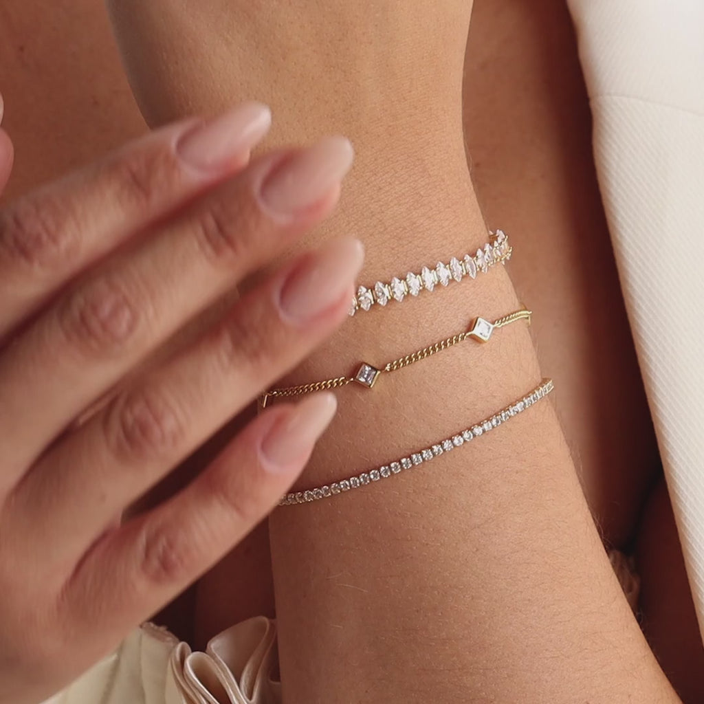 Marquise Diamond Tennis Bracelet in Silver