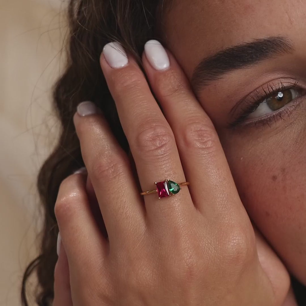 Toi et Moi Birthstone Ring in 18K Gold