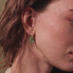 Jade Link Drop Hoops in Silver