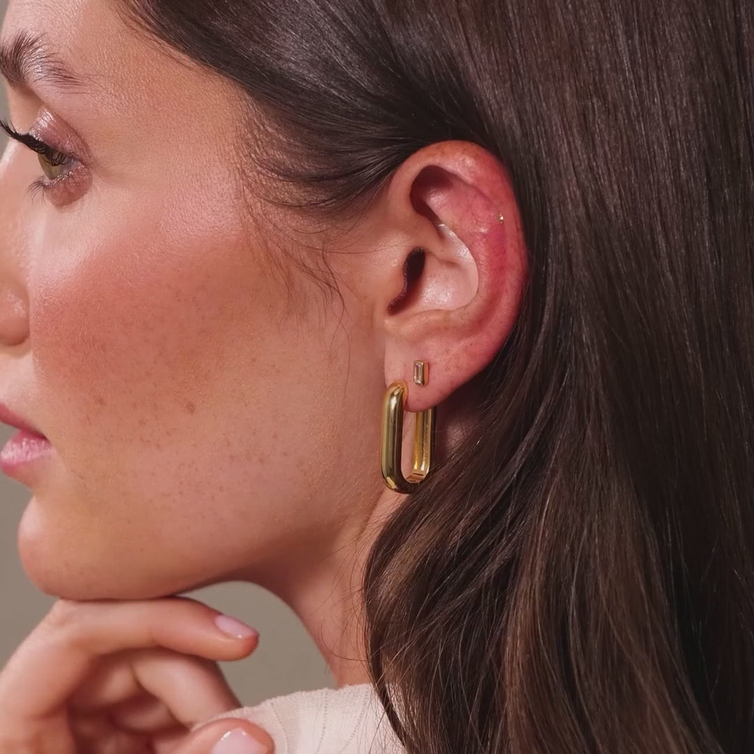 Chunky Link Hoops in Silver