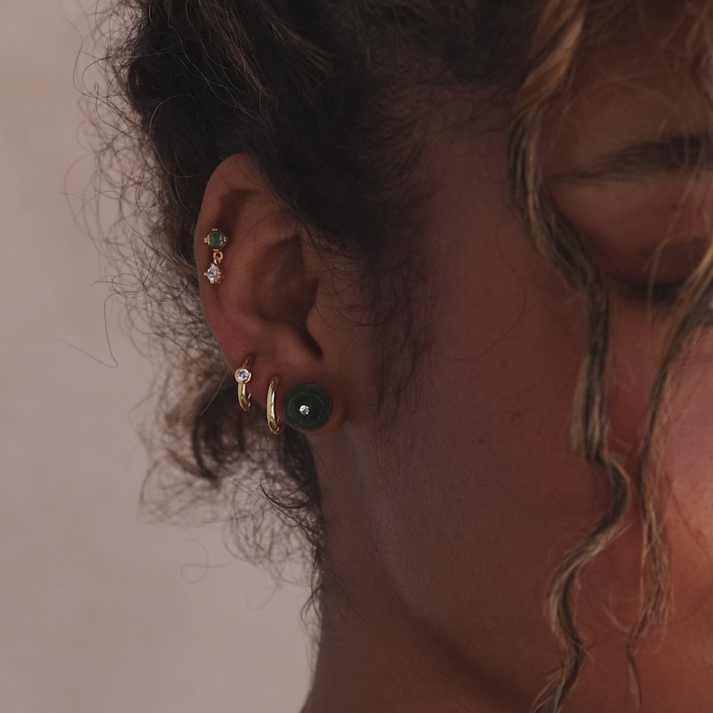 Jade Rose Studs in 18K Gold