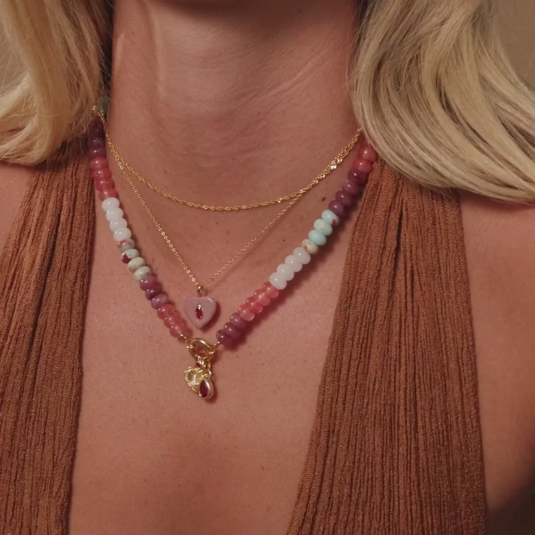 Ember Beaded Charm Necklace in Silver