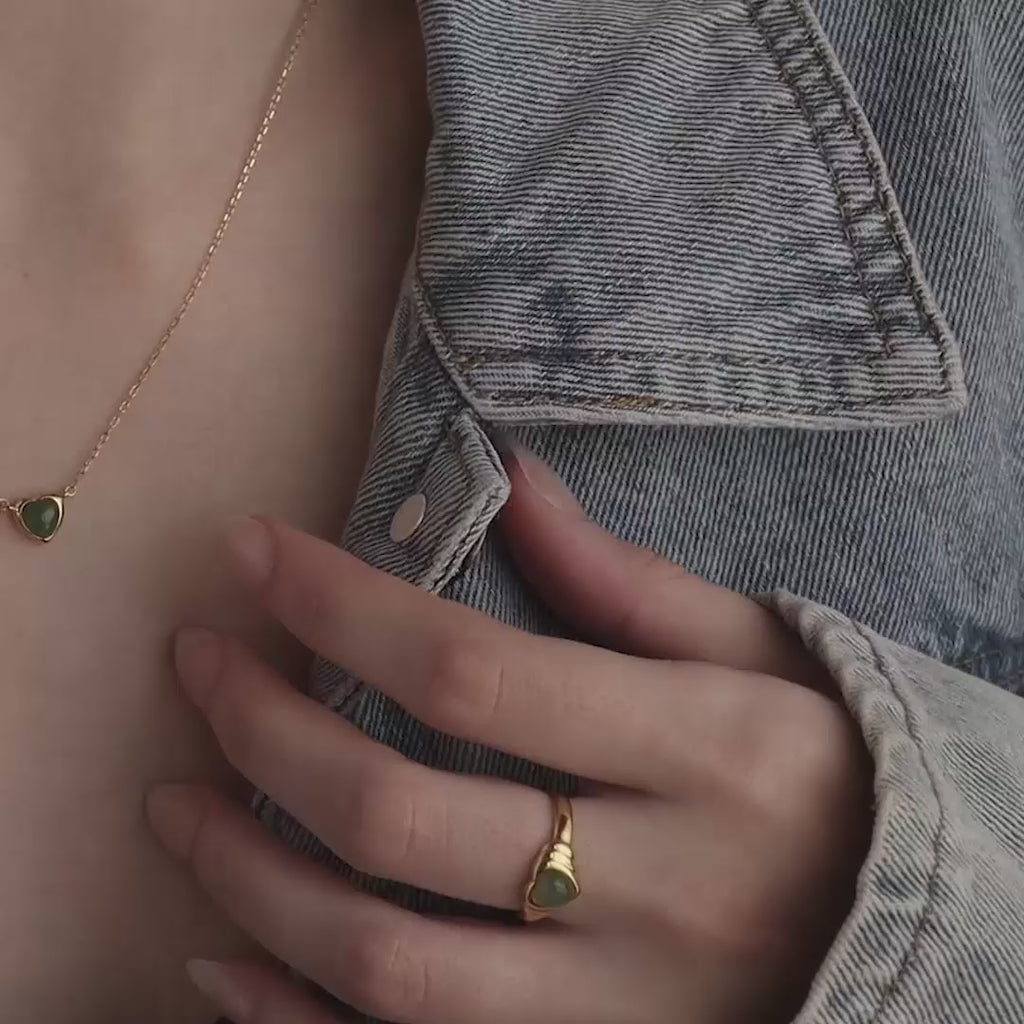Jade Heart Signet Ring